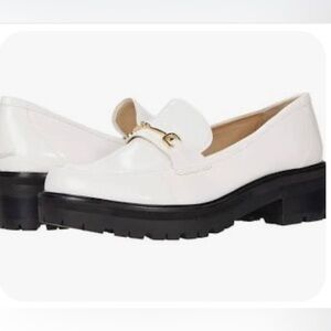 Sam Edelman White Lug Sole Loafers with Gold Accent - Size 9 Gently Used